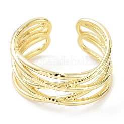 Rack Plating Brass Criss Cross Cuff Rings&nbsp;RJEW-B044-02G