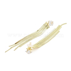 Cubic Zirconia Chains Tassel Earrings&nbsp;EJEW-P236-08G