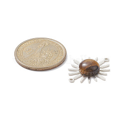 ミックスジェムストーンコネクターチャーム  プラチナメッキ真鍮サンリンク付き  長持ちメッキ  22.5x27x5.5mm  穴：0.7mm&nbsp;PALLOY-JF02064