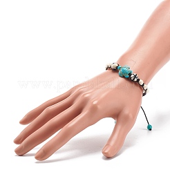 2Pcs 2 Color Synthetic Turquoise(Dyed) Tortoise & Magnesite & Ocean White Jade(Dyed) Braided Bead Bracelets Set&nbsp;BJEW-JB08380