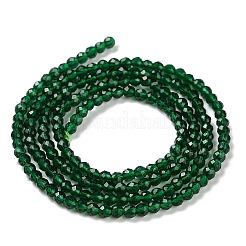 透明ガラスビーズ連売り  多面カットラウンド  濃い緑  2.3x2mm  穴：0.8mm  約145~150個/連  34~35cm&nbsp;GLAA-H021-03-15