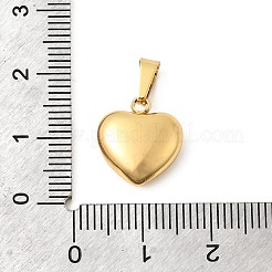 304ステンレスペンダント  ハートチャーム  ゴールドカラー  13.5x13.5x5.5mm  穴：5.5x3.5mm&nbsp;STAS-C163-02A-G