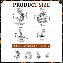 80pcs4スタイルチベットスタイル亜鉛合金ペンダント  鉛フリー＆カドミウムフリー  アンティークシルバー  18x16x3.5mm  穴：1.5mm  約309個/500g  20個/スタイル&nbsp;TIBEP-ME0001-18