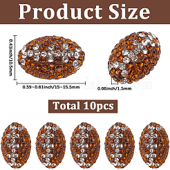 手作りポリマー粘土ラインストーンビーズ10個  オーバル  トパーズ  15~15.5x10.5mm  穴：1.5mm&nbsp;RB-SC0001-22