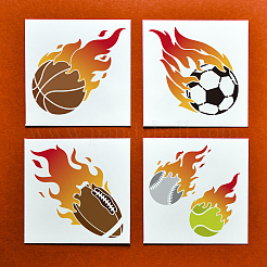 4Pcs 4 Styles Sport Ball PET Hollow Out Drawing Painting Stencils&nbsp;DIY-MA0004-14