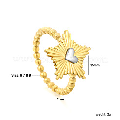 女性用304ステンレススチール指輪  スター＆ハート  ゴールデン·ステンレス鋼色  usサイズ7（17.3mm）&nbsp;WG247F9-02