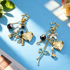 2OPcs 304 Stainless Steel & Alloy & Acrylic Pendant Decorations&nbsp;HJEW-GA00093
