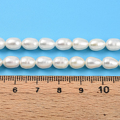 天然養殖淡水パールビーズ連売り  ライス  乳白色  7~8x5.5~6mm  穴：0.6mm  約53個/連  15.35~15.55''（39~39.5センチメートル）&nbsp;PEAR-N012-05Z
