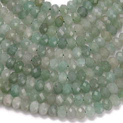 天然石グリーンアベンチュリンビーズ連売り  多面カット  ロンデル  8x5.5mm  穴：1.2mm  約69個/連  15.16''（38.5センチメートル）&nbsp;G-Z111-A04-01