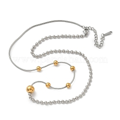 304 Stainless Steel Round Ball Chain and Snake Chain Necklaces for Women&nbsp;NJEW-G173-02A-GP