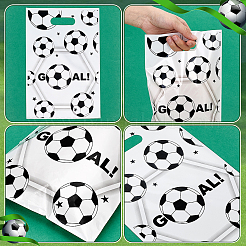 100Pcs Football Print Plastic Gift Bags with Die Cut Hole Handle&nbsp;ABAG-WH0045-101B
