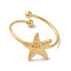 Ion Plating (IP) 304 Stainless Steel Starfish Open Cuff Rings for Women&nbsp;RJEW-M167-08A-G