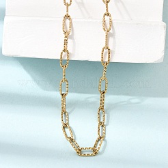 4MM 304 Stainless Steel Textured Paperclip Chain Necklaces for Man and Women&nbsp;SA-CBAB767-09G