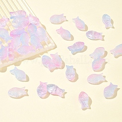 50個の透明スプレー塗装ガラスビーズ  魚  パールピンク  15x8x5mm  穴：1mm&nbsp;GLAA-FS0002-06G