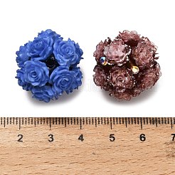樹脂粘土ラインストーンビーズ  花  樹脂と  ミックスカラー  22.5x21mm  穴：2.5mm&nbsp;RESI-D015-01