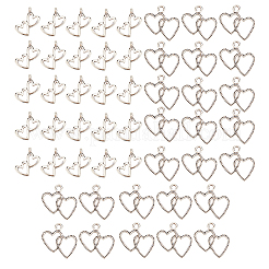 50pcs2スタイルチベットスタイルアロイペンダント  心と心をつなぐチャーム  カドミウムフリー＆鉛フリー  アンティークシルバー  18~24x15~22.5x1.5~2mm  穴：1.5~2.5mm  25個/スタイル&nbsp;FIND-FP0001-21