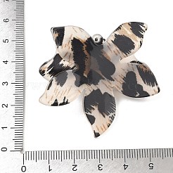 3d アクリルパーツ  ヒョウ柄  花  45.5x51x19mm  穴：1.8mm&nbsp;OACR-U007-02A-02