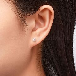 バレンタインは彼女の925つのスターリングシルバーボールスタッドピアスにプレゼント  パールビーズ付き  ホワイト  16x6mm  ピン：0.6mm&nbsp;EJEW-D029-6mm-2