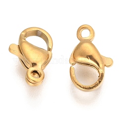 304ステンレススチール製ロブスタークロウ留め金  ゴールドカラー  10x7x3mm  穴：1.2mm&nbsp;STAS-T040-PJ212-10
