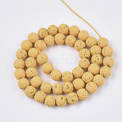 Spray Painted Natural Lava Rock Beads Strands&nbsp;G-N0324-B-07