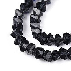 透明ガラスビーズ連売り  三角形  多面カット  プルシアンブルー  3~3.5x4~4.5x4~4.5mm  穴：0.8mm  約121~131個/連  14.37~15.35インチ（36.5~39cm）&nbsp;GLAA-N018-4mm-30