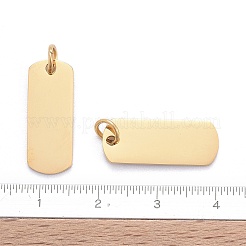 304ステンレスペンダントイオンプレーティング(IP)  丸カン付き  鏡面研磨仕上げ  長方形のチャーム  空白タグのスタンプ  ゴールドカラー  20x8x1mm  穴：3.5mm&nbsp;STAS-I311-30G