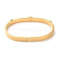 女性用ハート 304 ステンレススチール ヒンジ付きバングル  ラインストーン付き  18KGP本金メッキ  1/4インチ（0.7cm）  内径：2-1/2x1-3/4インチ（6.2x4.6cm）&nbsp;BJEW-K263-01G
