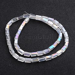 AB色カットキューブ電気メッキガラスビーズ連売り  クリアAB  8x4x4mm  穴：1mm  約50個/連  16インチ&nbsp;EGLA-F109-A01
