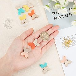 蝶のぶら下がりイヤリングのDIYキット  1箱8個レジン＆ウォールナットウッドペンダント  40個の鉄のピアスフック  80PCS丸カン  ミックスカラー  21.5x27.5x3mm  穴：1.8mm  4スタイル  2個/スタイル  8pc&nbsp;DIY-OC0006-03