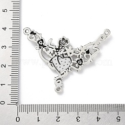 合金のチベット風チャーム  ハートチャーム付きローズ  アンティークシルバー  38x45x2.5mm  穴：1.5mm&nbsp;TIBE-B002-05AS-02