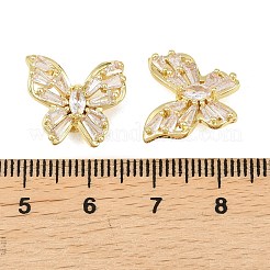 真鍮マイクロペーブクリアキュービックジルコニアビーズ  蝶  18KGP本金メッキ  14.5x15.5x6.5mm  穴：2.2mm&nbsp;KK-D109-05C-G
