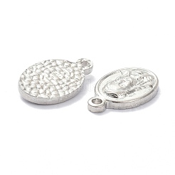 変色しない304ステンレススチールペンダント  楕円形の聖人  ステンレス鋼色  20x12.5x3mm  穴：1.8mm&nbsp;STAS-K216-35P