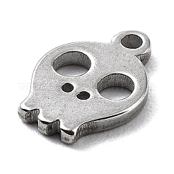 変色しない304ステンレススチールチャーム  ステンレス鋼色  レーザー切断  スカル  9x6x1mm  穴：1mm.&nbsp;STAS-K272-01E-P