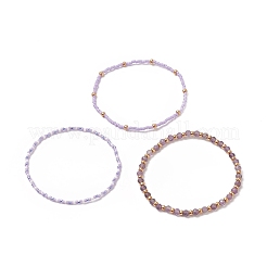 3Pcs 3 Style Natural Amethyst & Glass Seed Beaded Stretch Bracelets Set for Women&nbsp;BJEW-JB09171-05