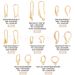 40Pcs 8 Style Rack Plating Eco-friendly Brass Hoop Earring Findings&nbsp;KK-FH0004-08