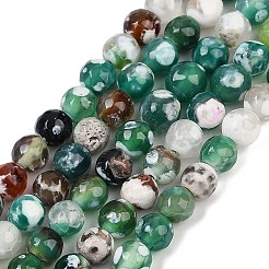 ファイヤーアゲートクラックルビーズ連売り  染め＆加熱  ラウンド  多面カット  シーグリーン  5.5~6mm  穴：1mm  約66個/連  14.37''~14.57''（36.5~37センチメートル）&nbsp;G-C082-A01-27