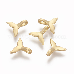 真鍮製チャーム  長持ちメッキ  クジラの尾の形状  マットゴールドカラー  9x9.3x3.3mm  穴：1.5x2.5mm&nbsp;KK-O122-07MG
