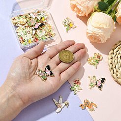 30個6スタイルアロイエナメルペンダント  ゴールドカラー  混合図形  18.5~31.5x9~30.5x1.5~2mm  穴：2mm  5個/スタイル&nbsp;ENAM-CJ0006-28