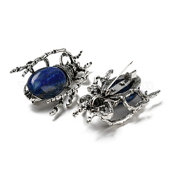 両用アイテム合金ブローチ  天然ラピスラズリと  クモ  49.5x35.5x15~16mm  穴：4x2.5mm&nbsp;JEWB-C026-05K-AS