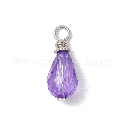 鉄製ペンダント付きアクリル  ティアドロップ  多面カット  ミックスカラー  19.5x7.5~8mm  穴：2~3mm&nbsp;PALLOY-JF03685