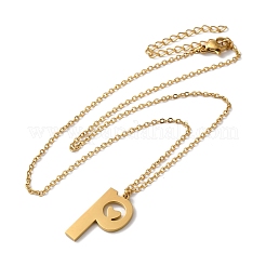 304ステンレススチールペンダントネックレス  文字L  文字p  15.75インチ（40cm）  ペンダント：23.5x12.5x1.5mm&nbsp;NJEW-H036-02G-P