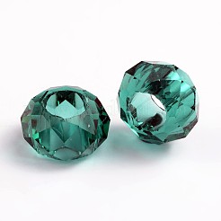 ガラスヨーロピアンビーズ  大穴ビーズ  芯金がない  ロンデル  ティール  14x8mm  穴：5mm&nbsp;GDA007-68