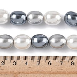 電気めっきシェルパールビーズ連売り  コラム  グレー  15~15.5x13mm  穴：1mm  約26個/連  15.75''（40センチメートル）&nbsp;BSHE-Z010-01A