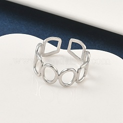 女性用304ステンレススチールカフリング  ステンレス鋼色  8.8mm  調整可能&nbsp;RJEW-A079-08D-P