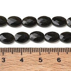 天然石ゴールデンシーンオブシディアンビーズ連売り  水晶  多面カット  フラットオーバル  8x6x3.5mm  穴：0.5mm  約46個/連  14.96''（38センチメートル）&nbsp;G-H349-A01-28