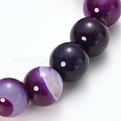 Natural Striped Agate/Banded Agate Beaded Stretch Bracelets&nbsp;BJEW-Q692-03C