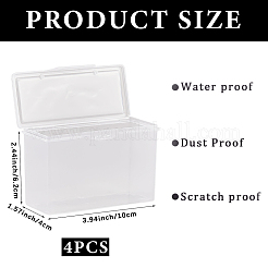ヒンジ付き蓋付きプラスチックカード収納ボックス  長方形  透明  4.55x10.5x6.6cm  内径：3.75x9.95のCM&nbsp;CON-WH20010-06A