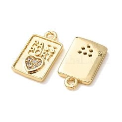 Brass Micro Pave Clear Cubic Zirconia Charms&nbsp;CU-CBA2907-07G