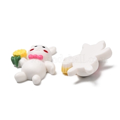 オペーク樹脂カボション  兎  ホワイト  29x22x7mm&nbsp;CRES-D001-06