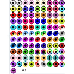 プリントされた透明ガラスカボション  アイ模様で半円形  ミックスカラー  20x5mm  約100個/袋&nbsp;GL-CBAA22A-15